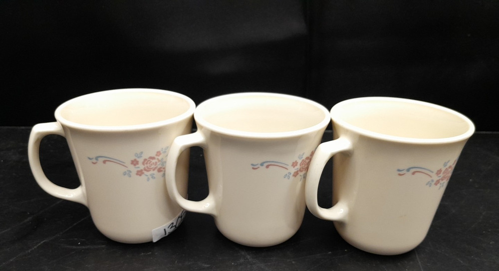 Set Of 3 Corning Corelle English Breakfast Retired Pattern Coffee Mugs